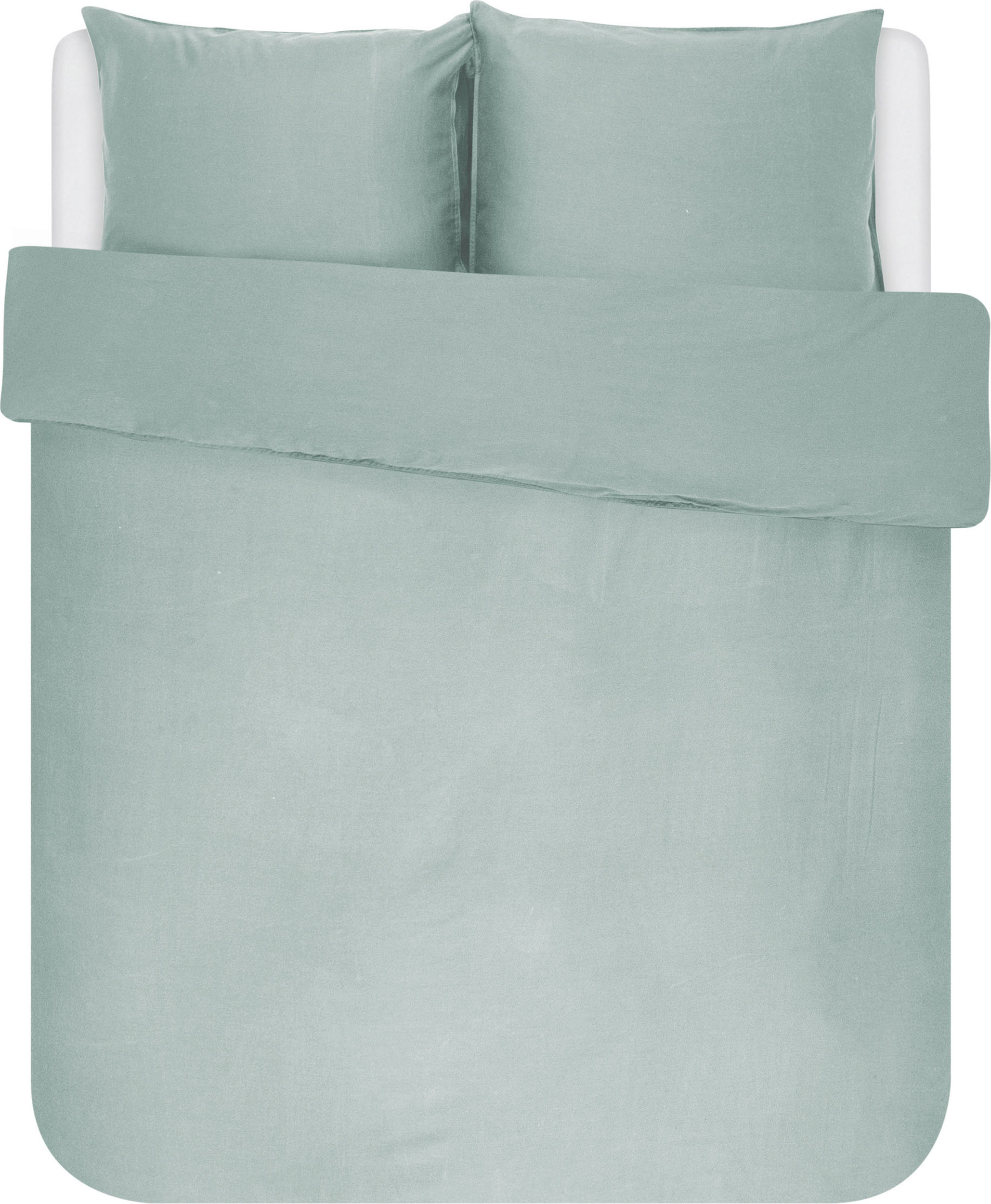 Pościel Minte 240 x 220 cm miętowa z 2 poszewkami na poduszki 60 x 70 cm zapięcie flap