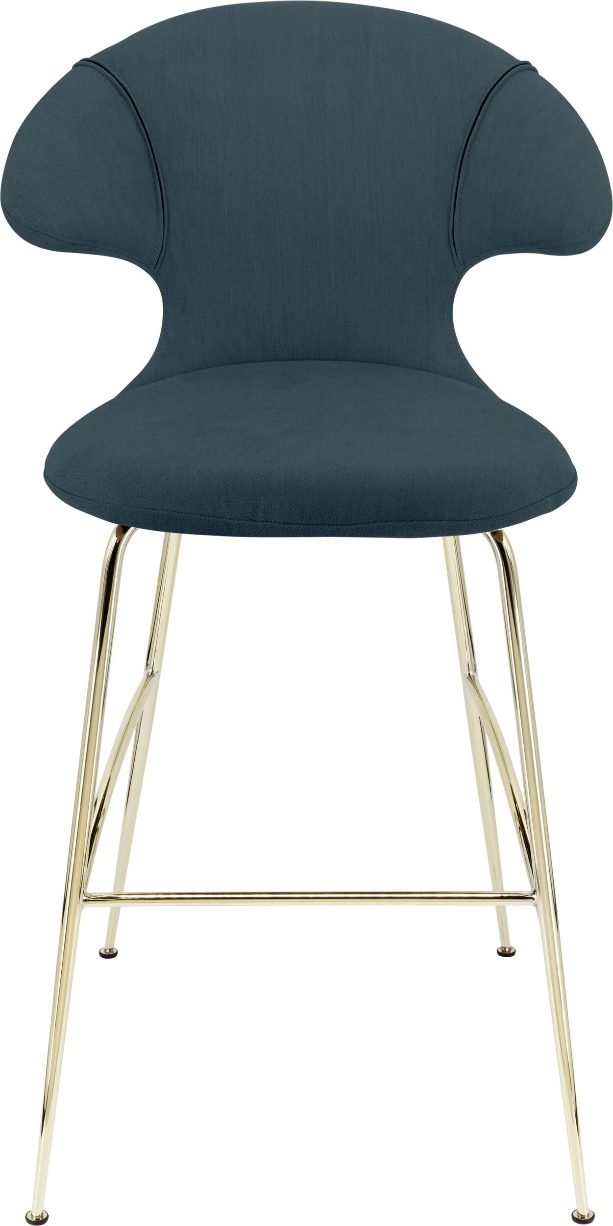 Krzesło barowe Time Flies niebieskie na mosiężnych nogach