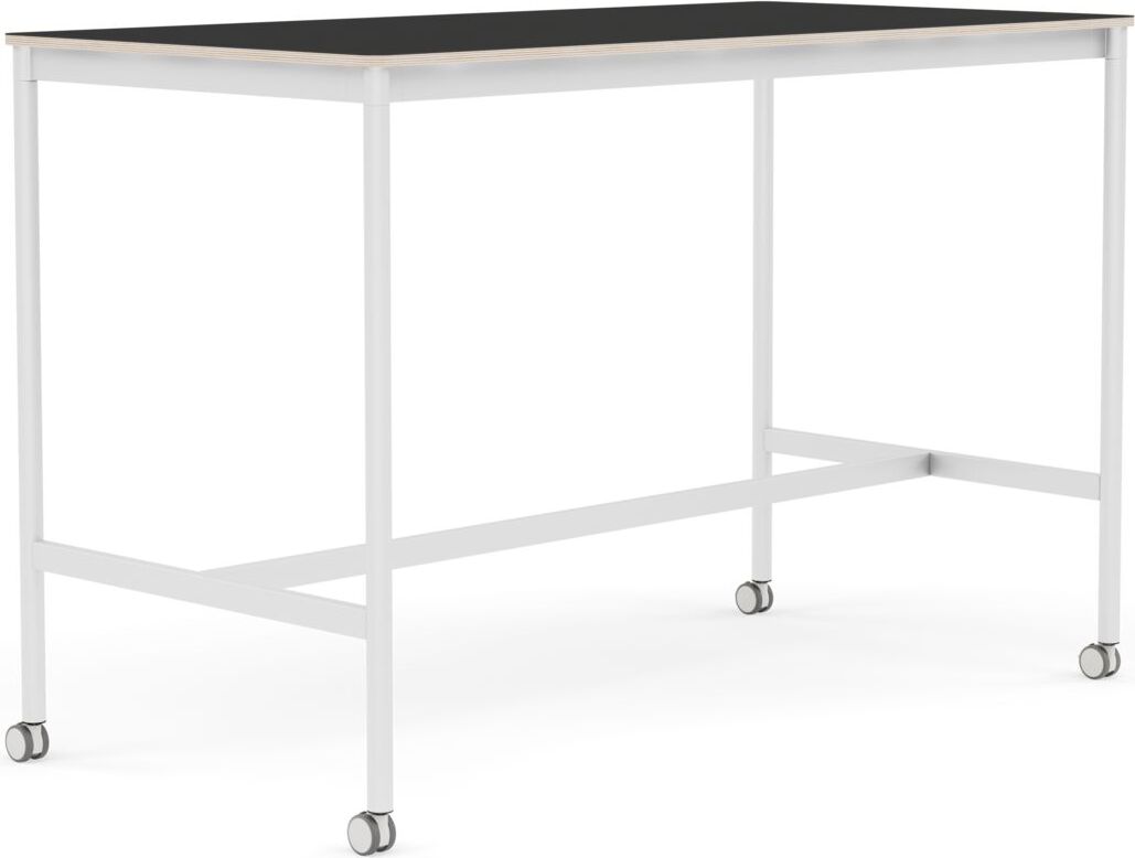 Stół na kółkach Base 80 x 160 x 105 cm czarny nanolaminat nogi białe