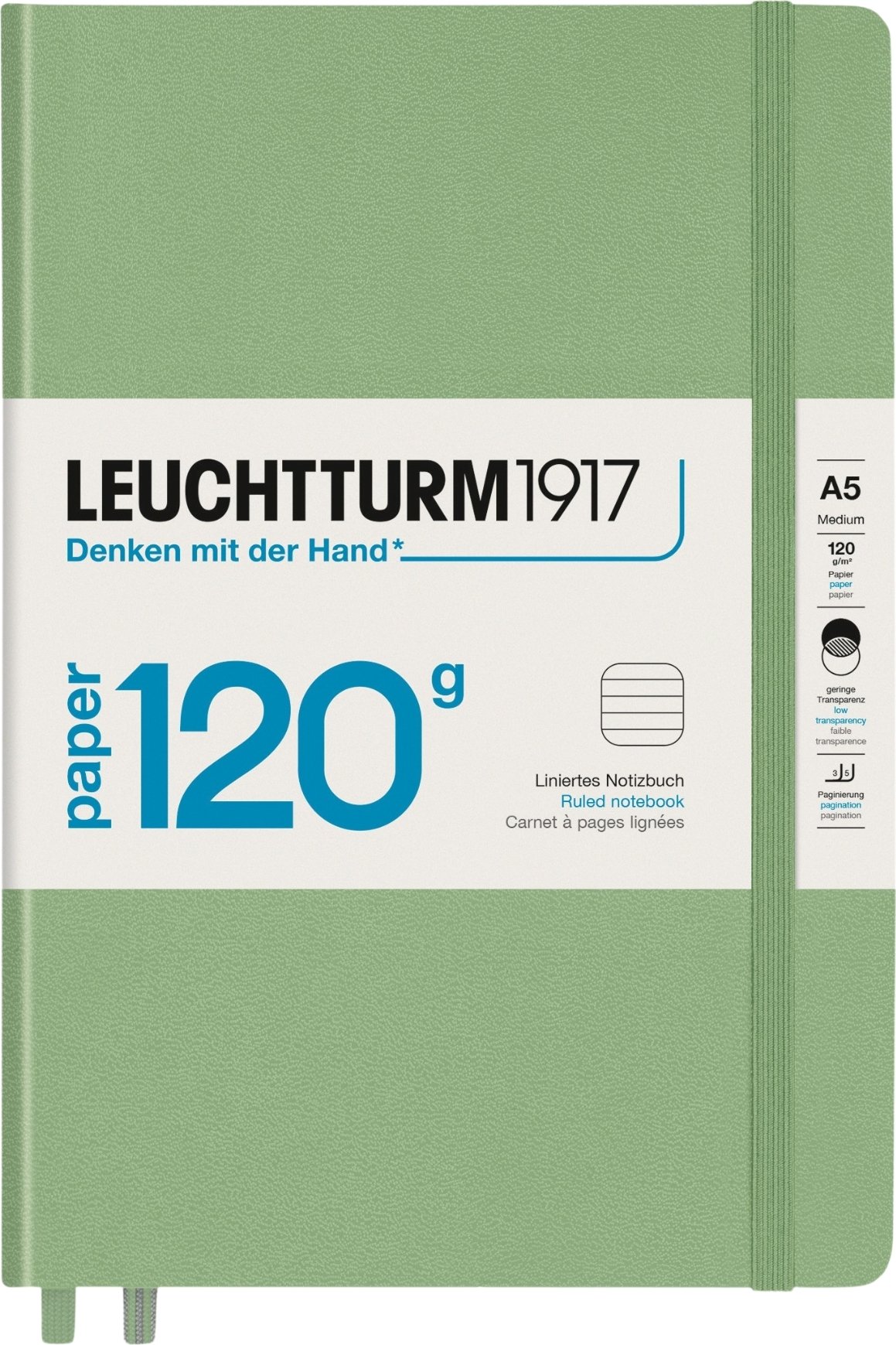 Notes w linię w twardej oprawie Edition 120 A5 203 strony szałwiowa zieleń 120 g/m²