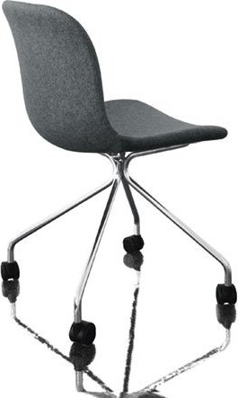 Krzesło Troy 4 star na kółkach tapicerowane chrom szare