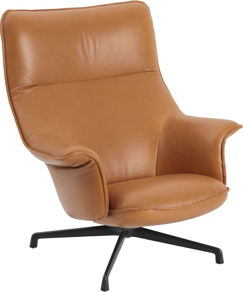 Fotel obrotowy Doze koniakowy brąz skóra na czarnych nogach