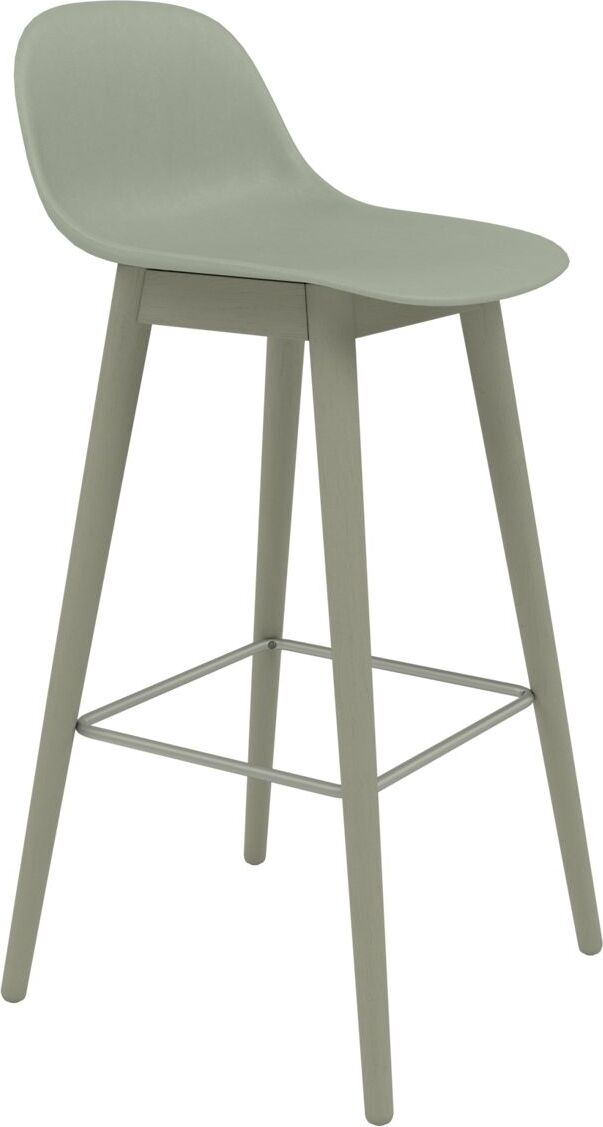 Stołek barowy Fiber 75 cm szarozielony z oparciem