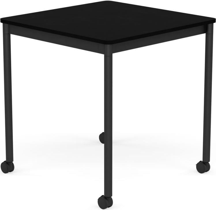 Stół na kółkach Base kwadratowy 70 cm czarny laminowany ABS nogi czarne