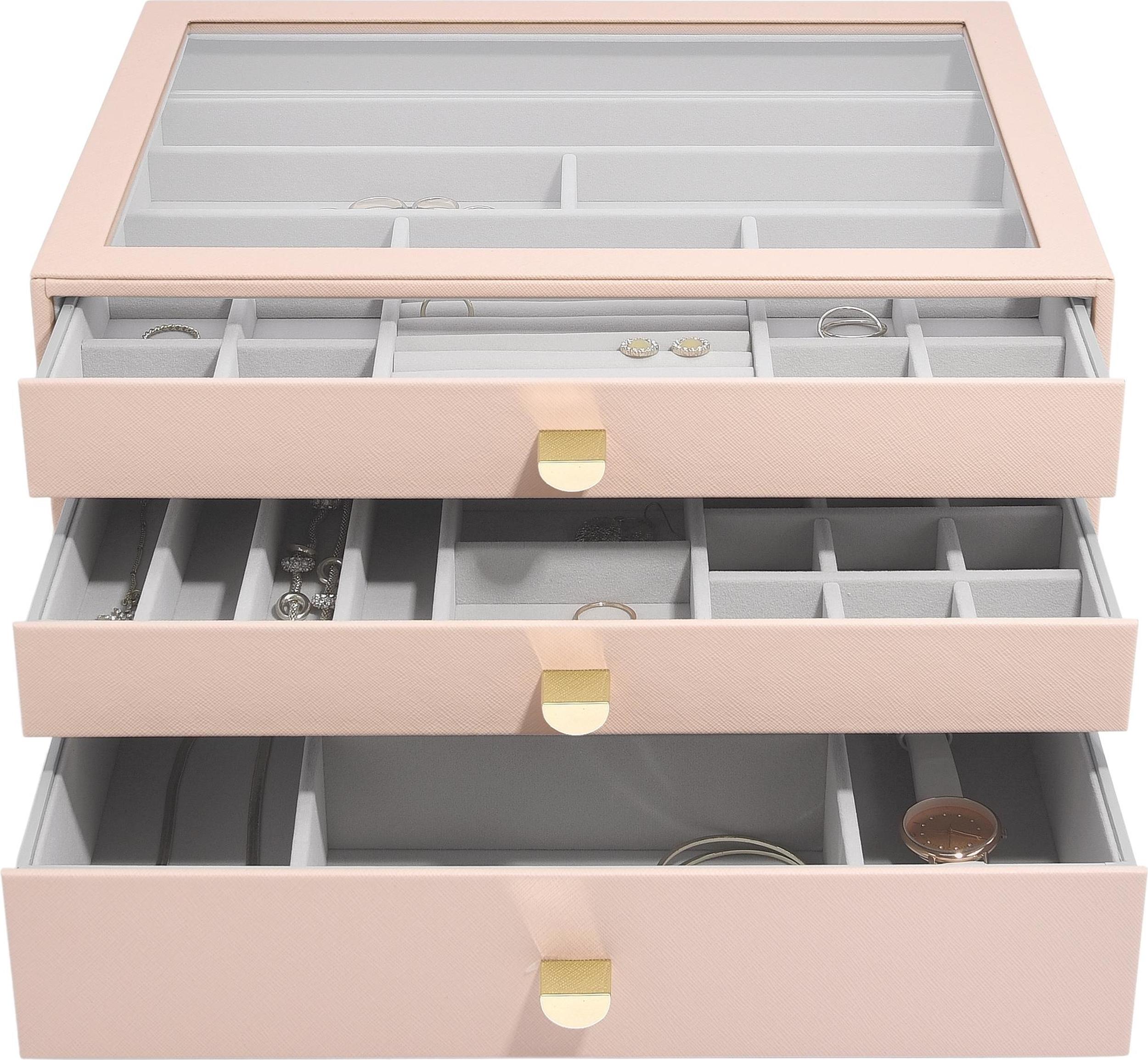 Szkatułka na biżuterię Stackers supersize różowa z 3 szufladami