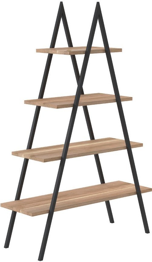 Regał bakke dębowe półki czarna rama