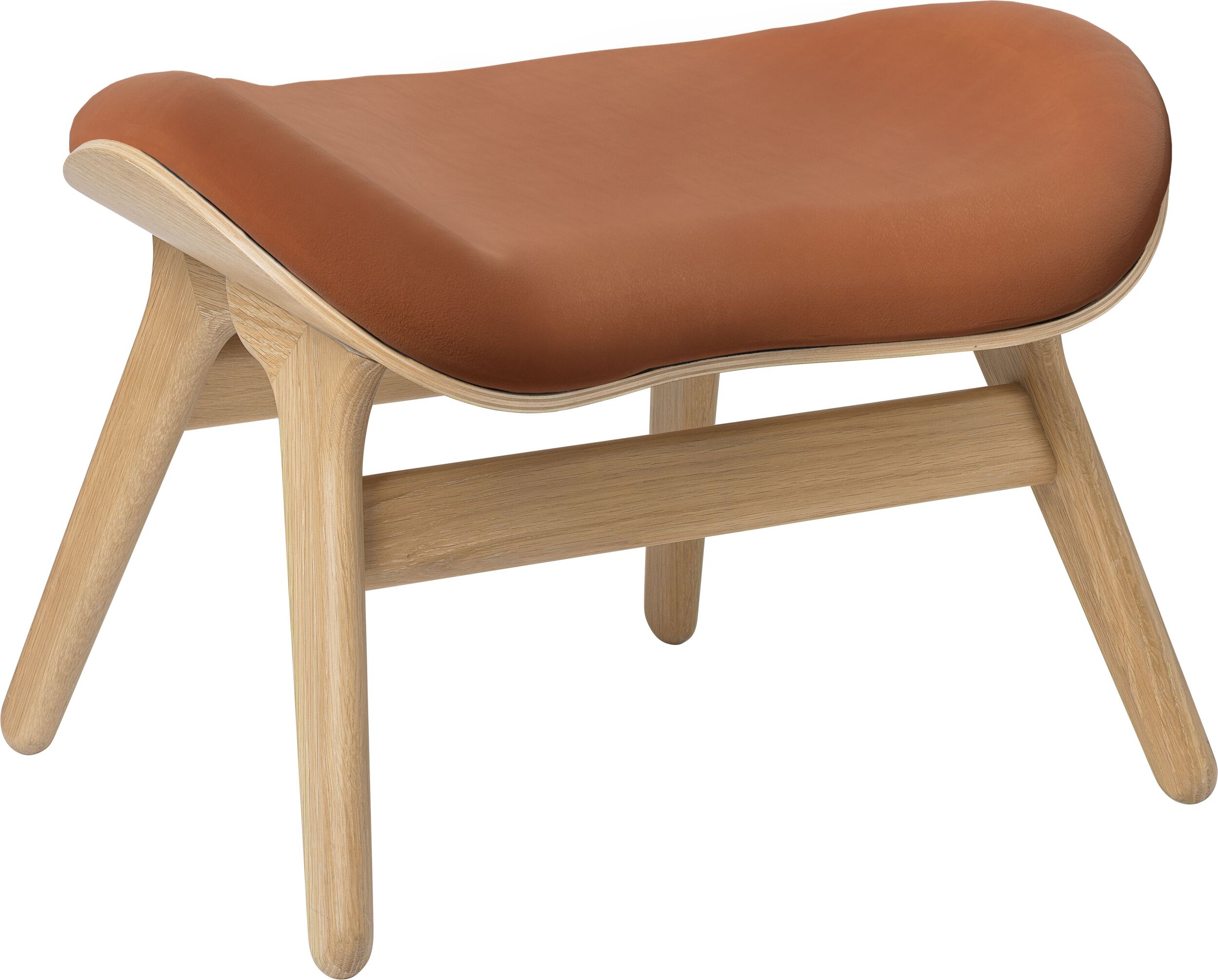Podnóżek Conversation Piece Dunes Rust skórzany na dębowych nogach