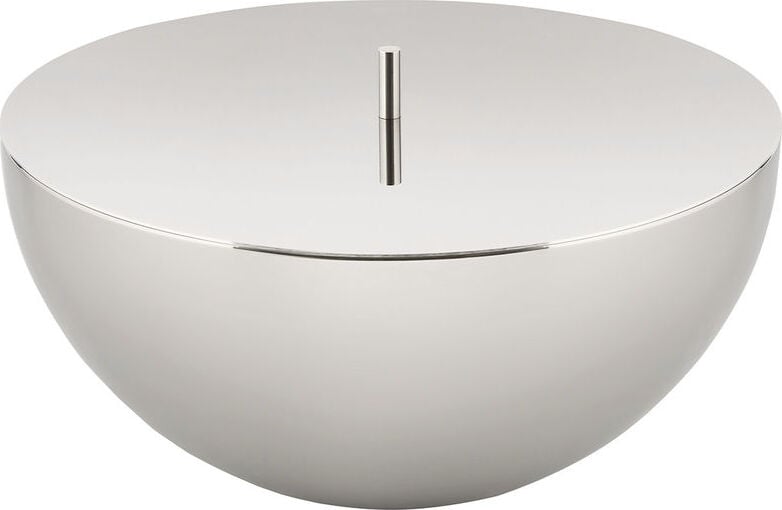 Pojemnik na świecę z przykrywką Rocc L stalowy połysk