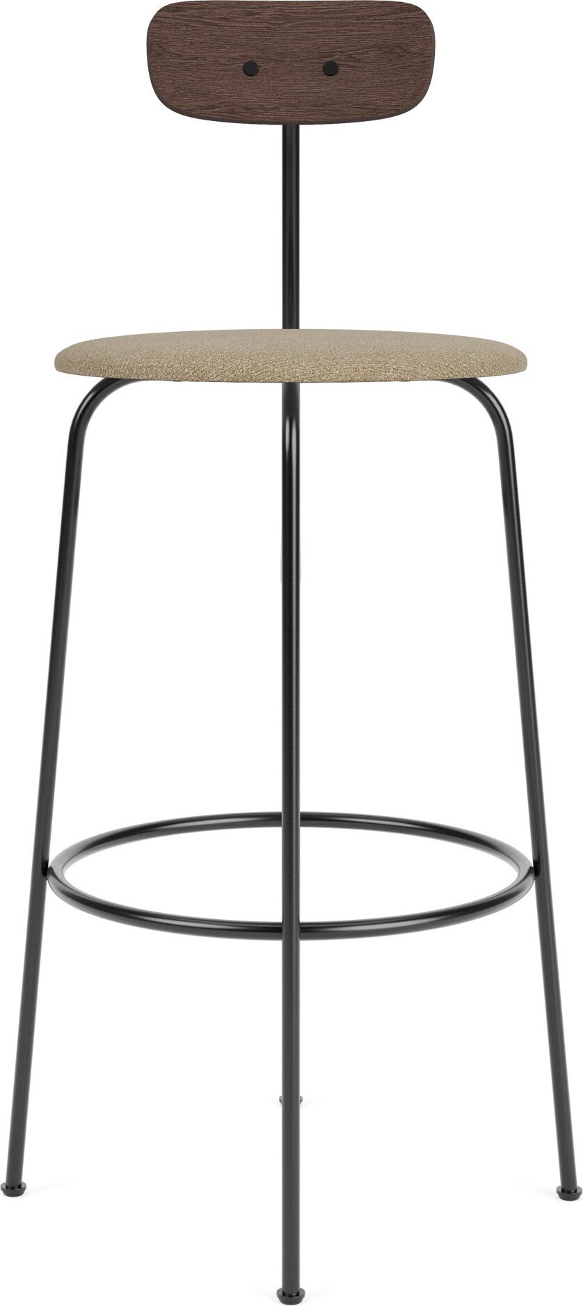 Krzesło barowe Afteroom Bouclé 101 cm beżowe oparcie ciemny dąb z tapicerowanym siedziskiem