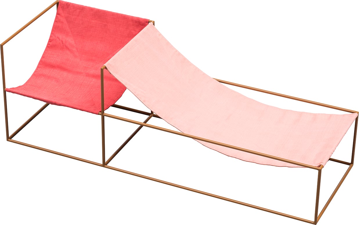 Leżak ogrodowy Duo 180 cm czerwono-różowy podwójny