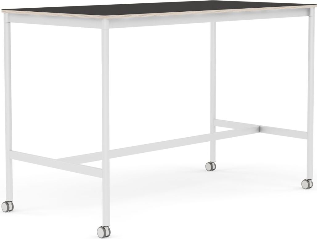 Stół na kółkach Base 80 x 160 x 105 cm czarny linoleum nogi białe