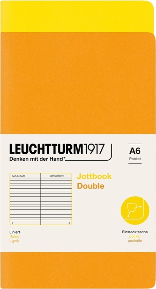 Notesy w linię w oprawie flex Jottbook A6 żółty i pomarańczowy 80 g/m² 2 szt.