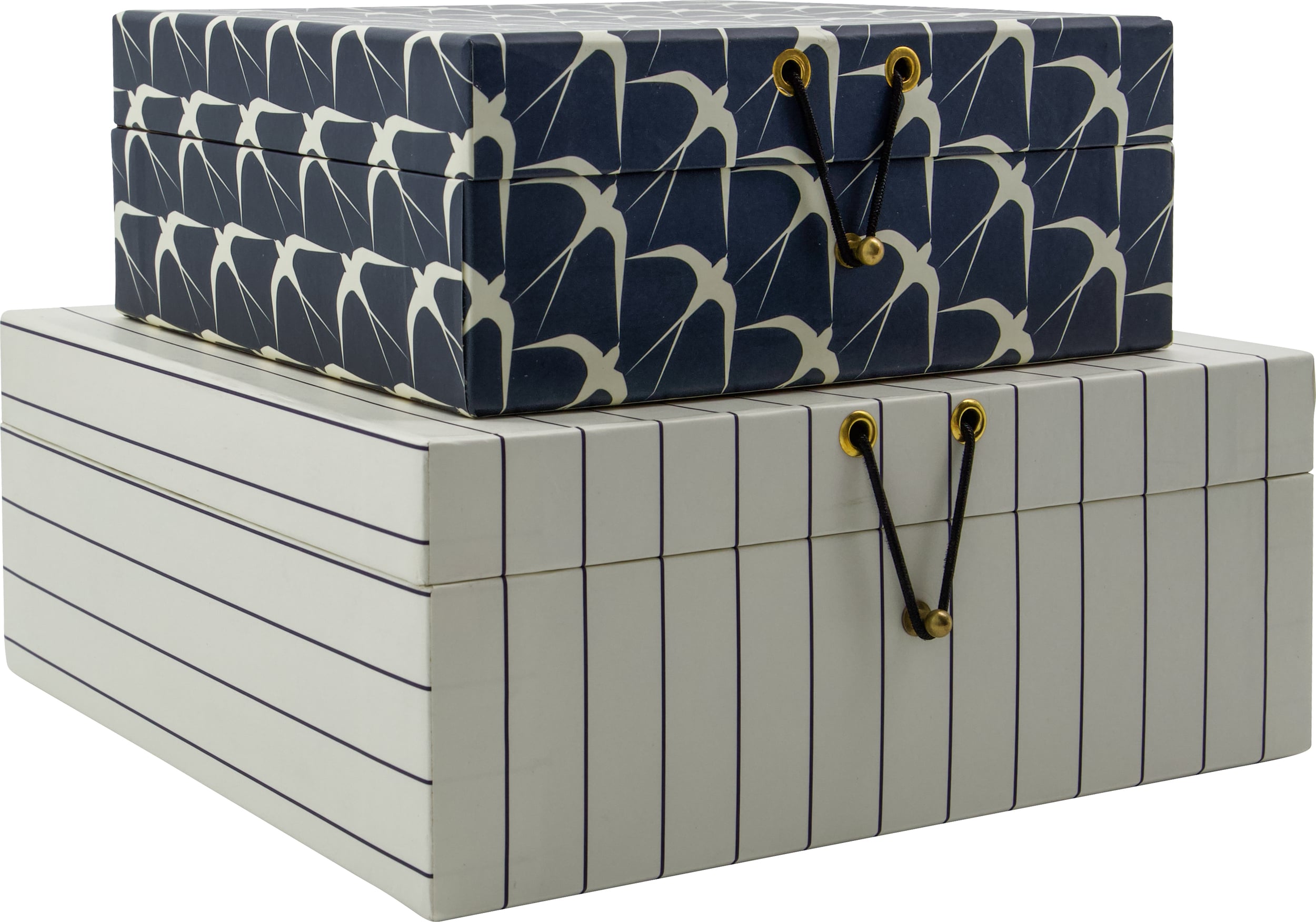 Pudełka do przechowywania HDKeep białe i granatowe 2 szt.