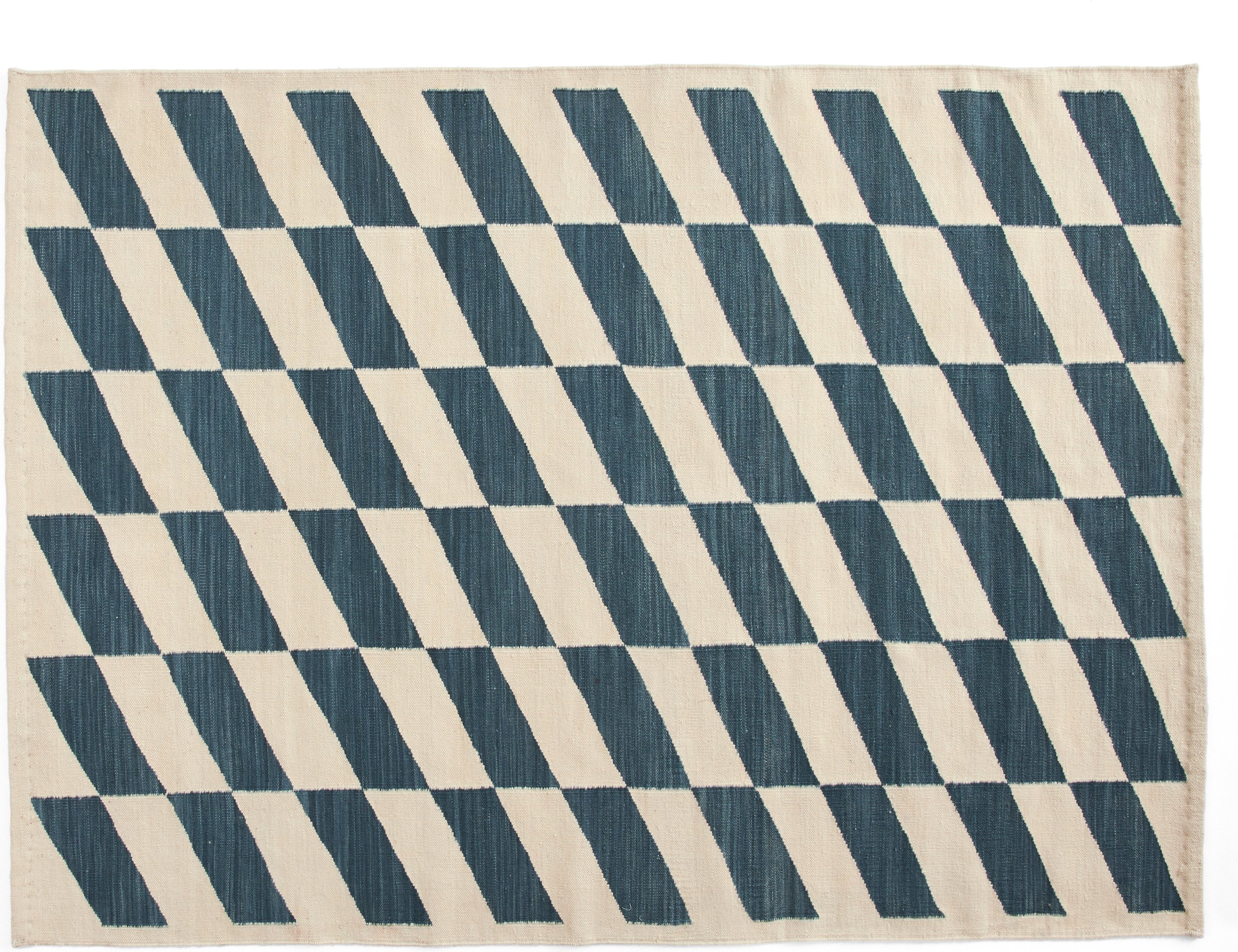 Dywan Shift Kelim 140 x 200 cm niebiesko-beżowy