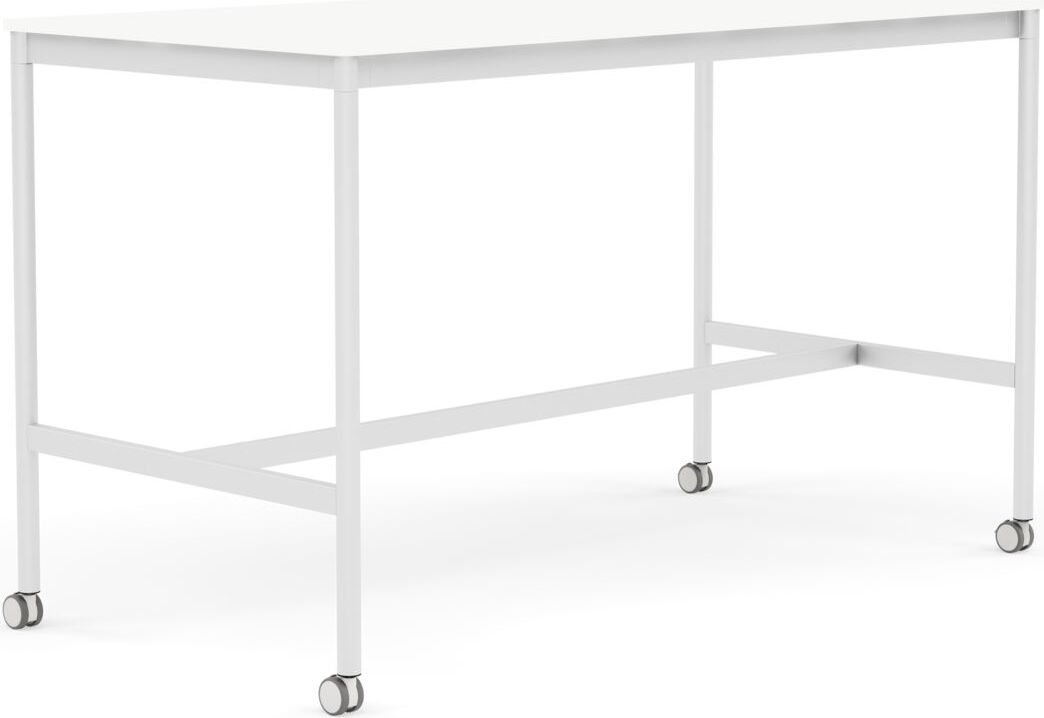 Stół na kółkach Base 80 x 160 x 95 cm biały laminowany ABS nogi białe