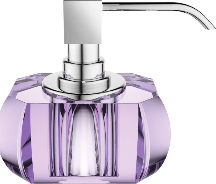 Dozownik do mydła Kristall fioletowy z pompką chrom