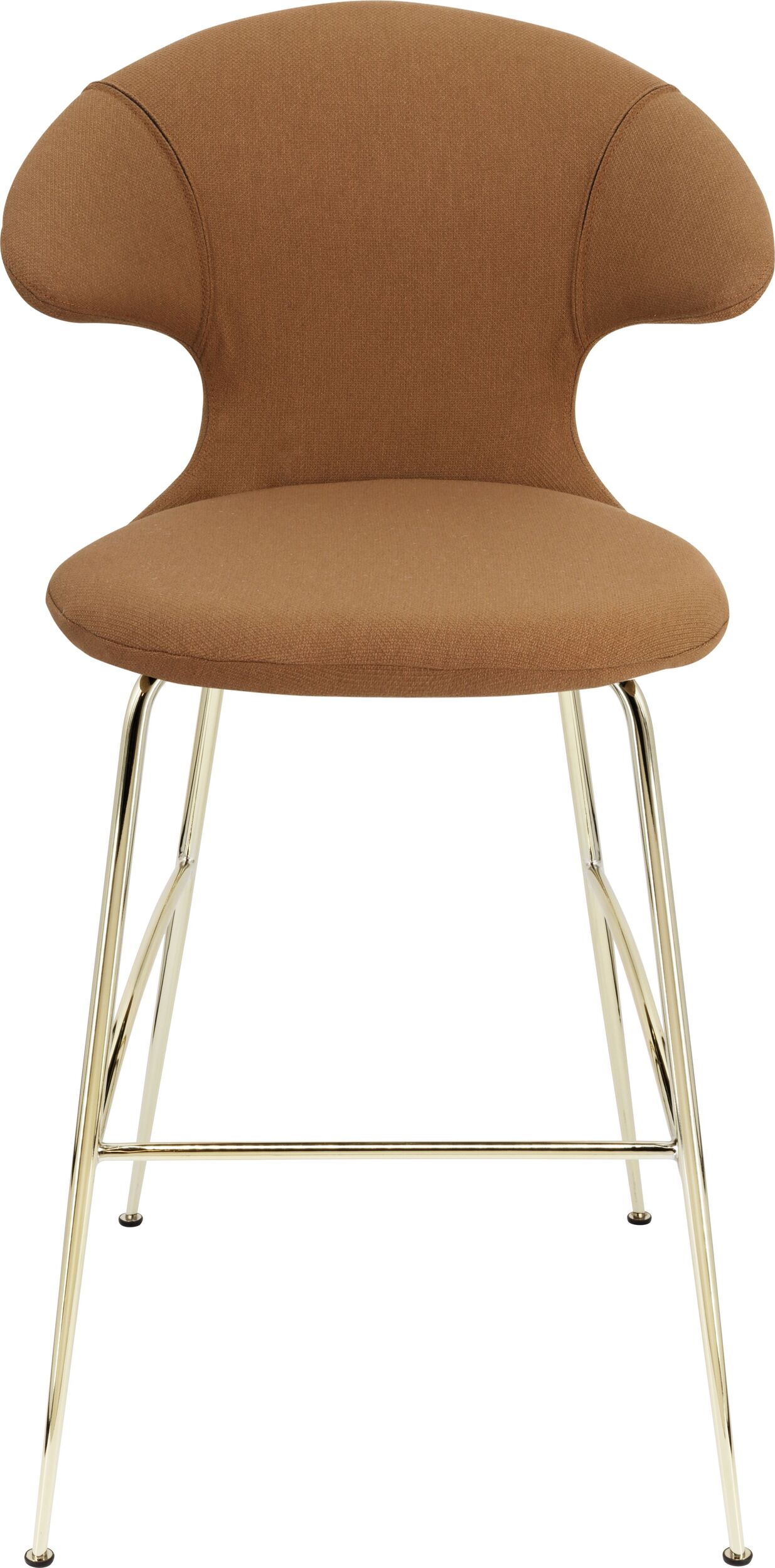 Krzesło barowe Time Flies karmelowe na mosiężnych nogach