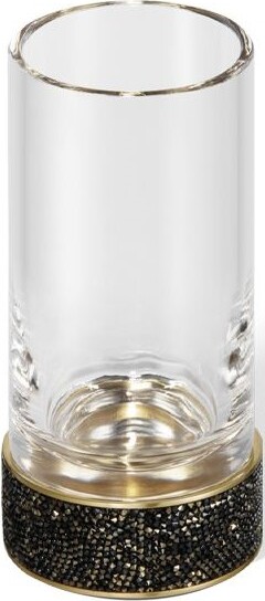 Kubek na szczoteczki do zębów Rocks gładki ciemny metal mat-złoty