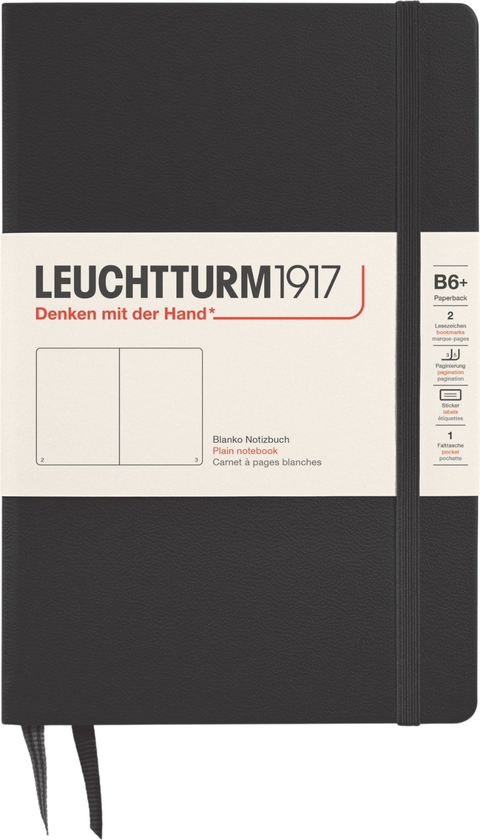 Notes gładki w twardej oprawie Leuchtturm 1917 B6+ 219 stron czarny 80 g/m²