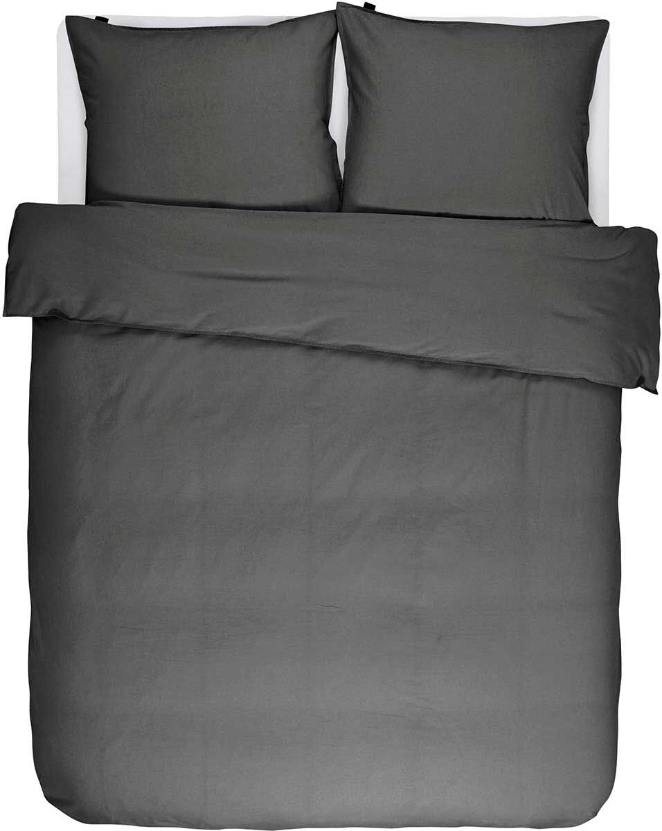 Pościel Guy 260 x 220 cm antracytowa z 2 poszewkami na poduszki 60 x 70 cm zapięcie flap