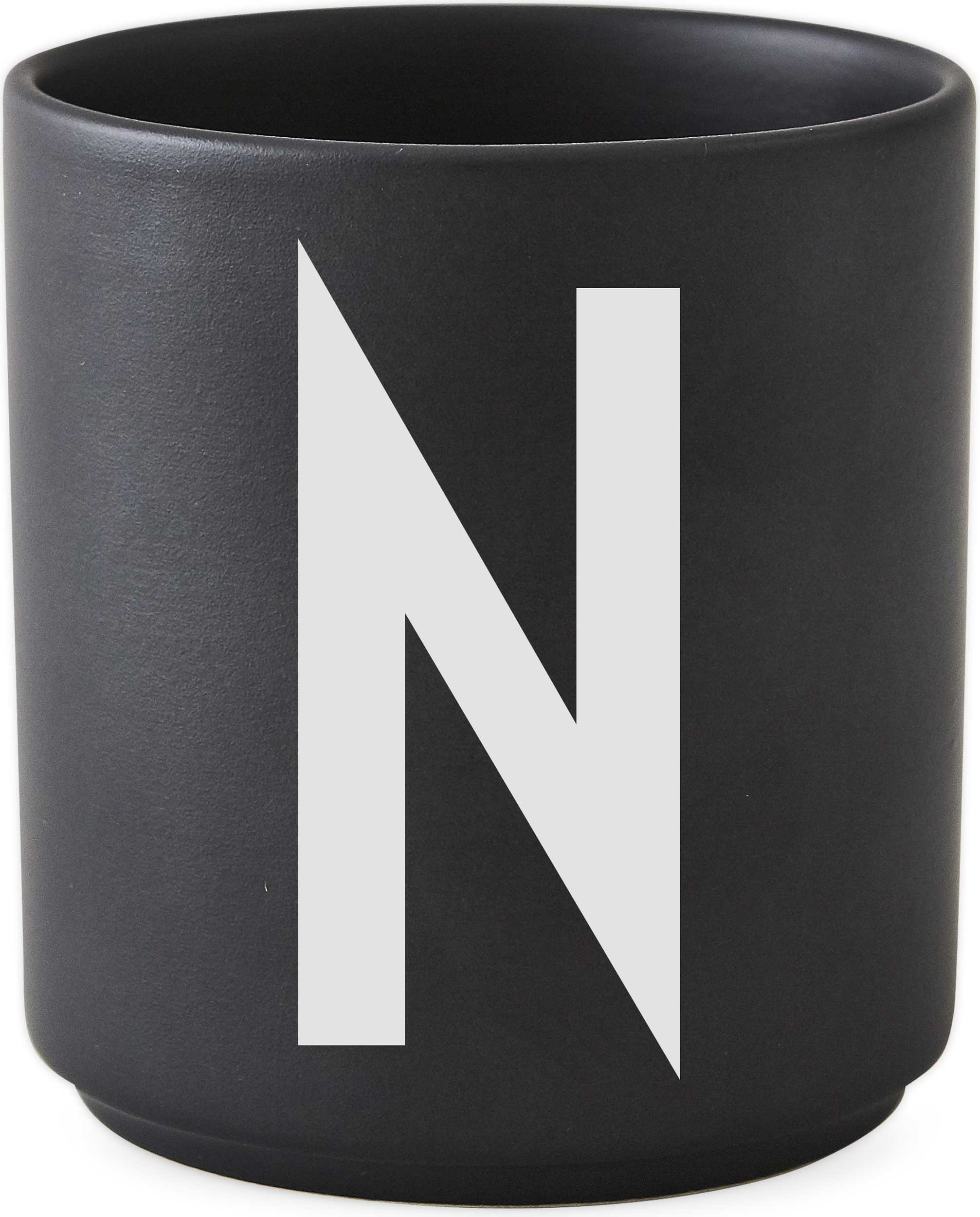 Kubek porcelanowy AJ czarny litera N