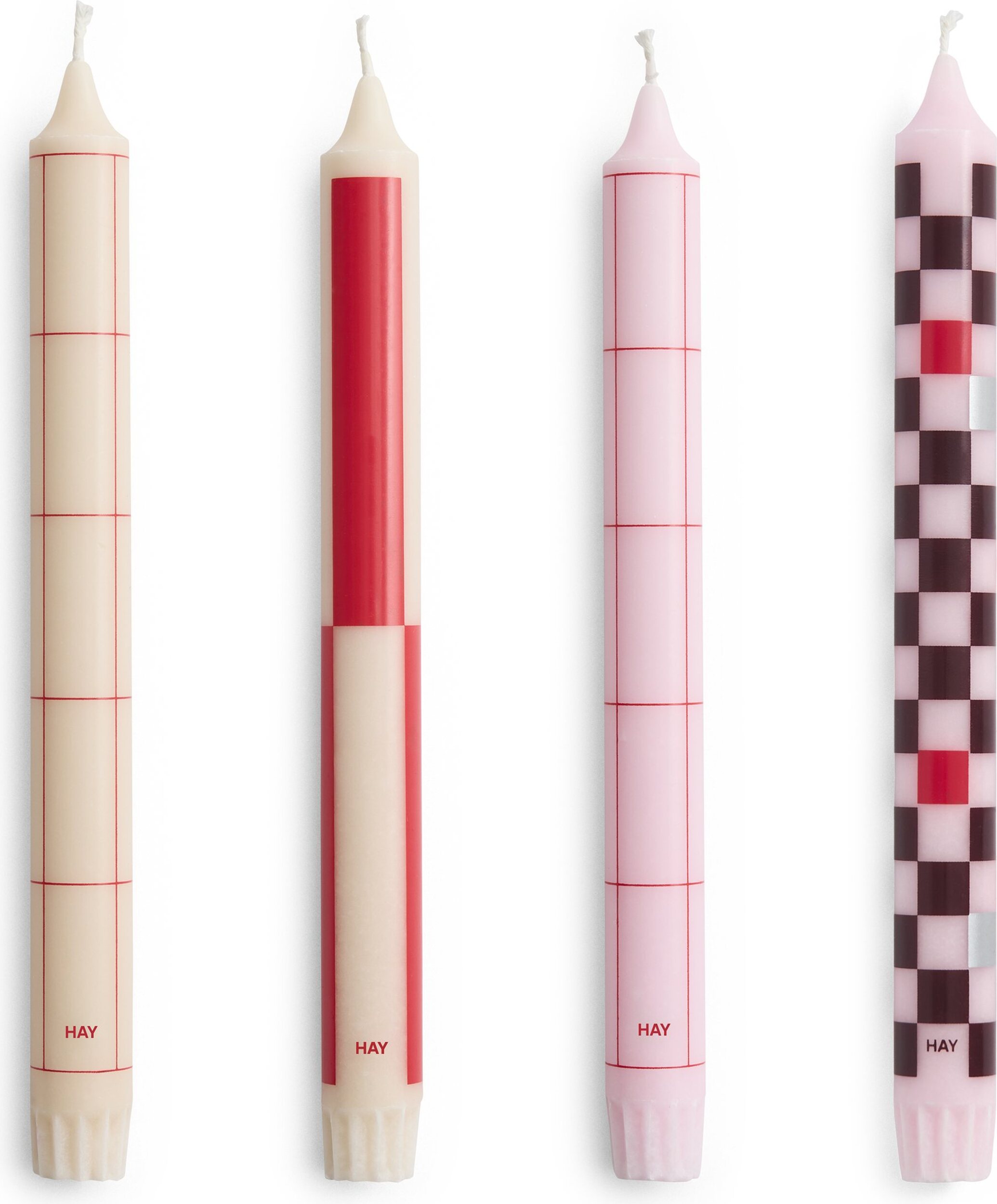 Świece Hay Pattern różowo-bordowe 4 szt.