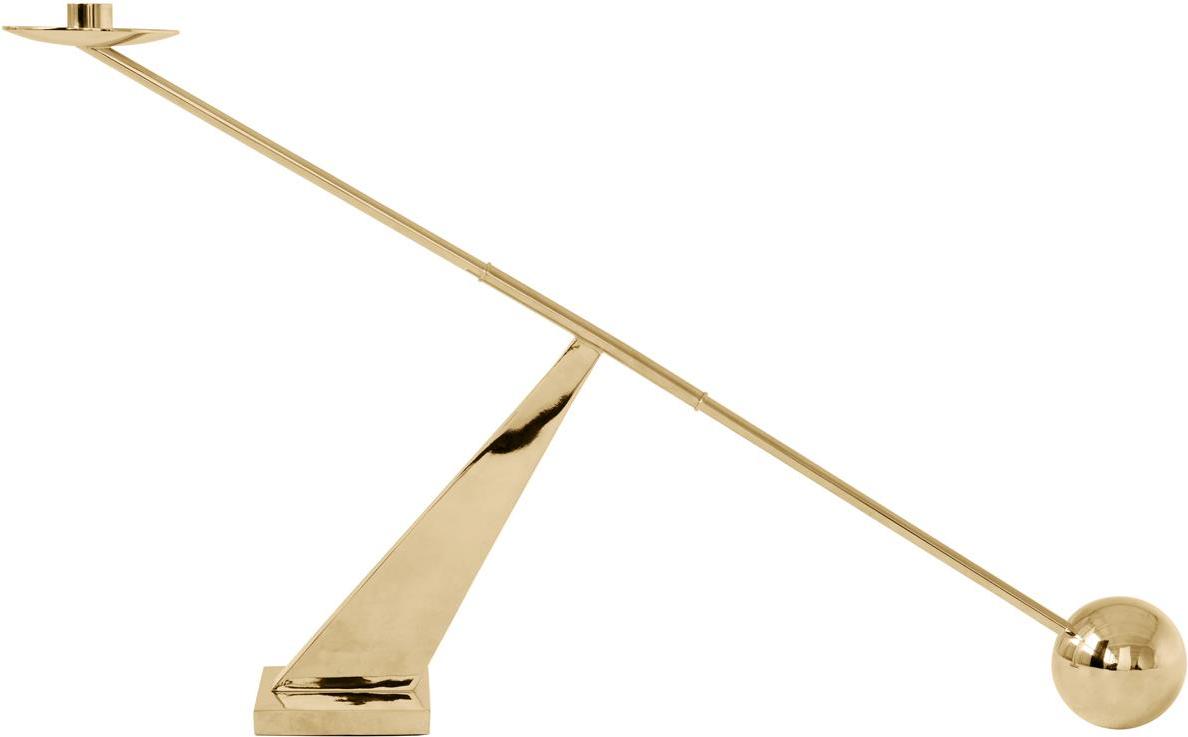 Świecznik na klasyczną świecę Interconnect 70 cm polerowany mosiądz