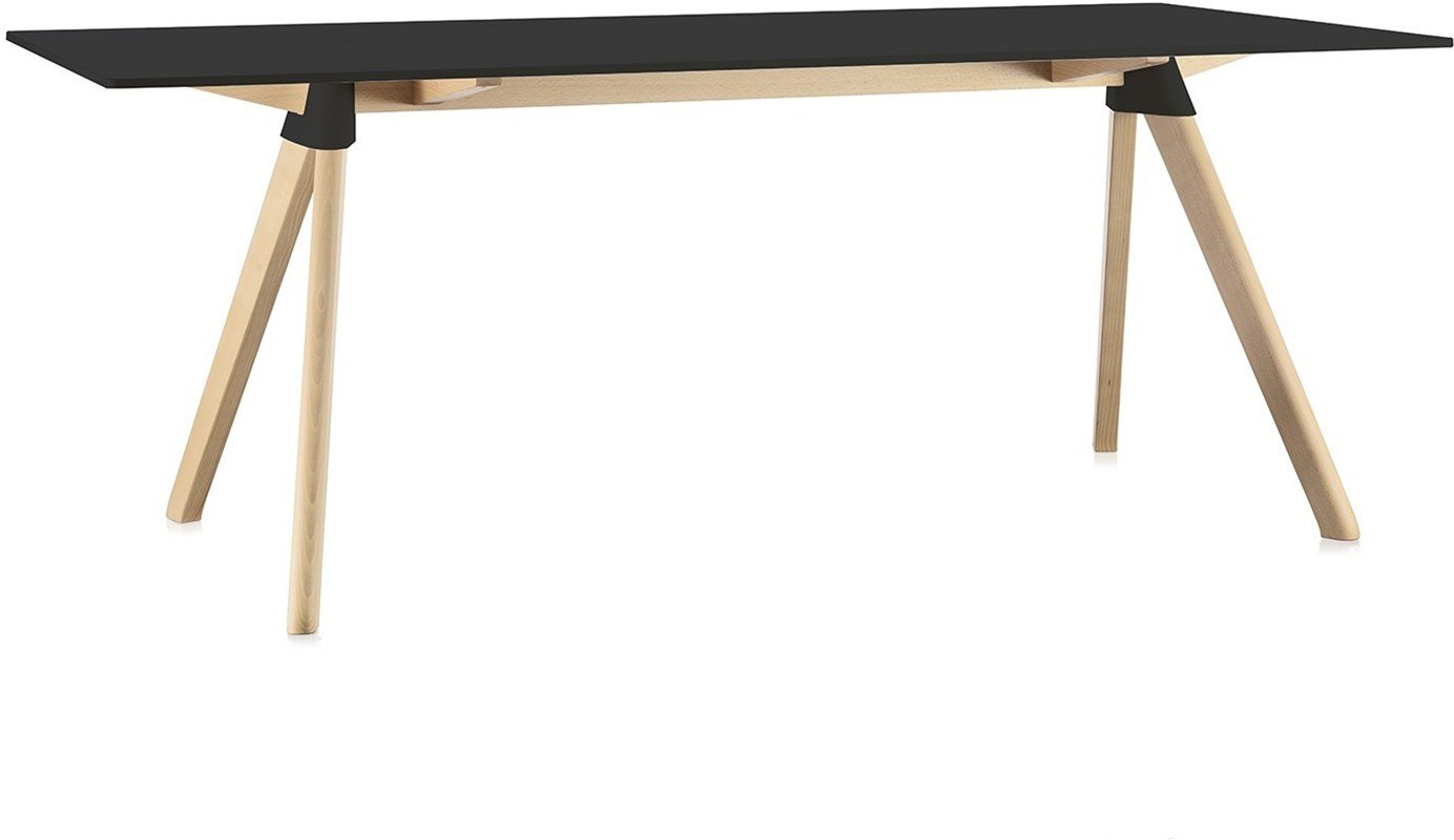 Stół Butch 180 x 90 rama w kolorze drewna blat czarny