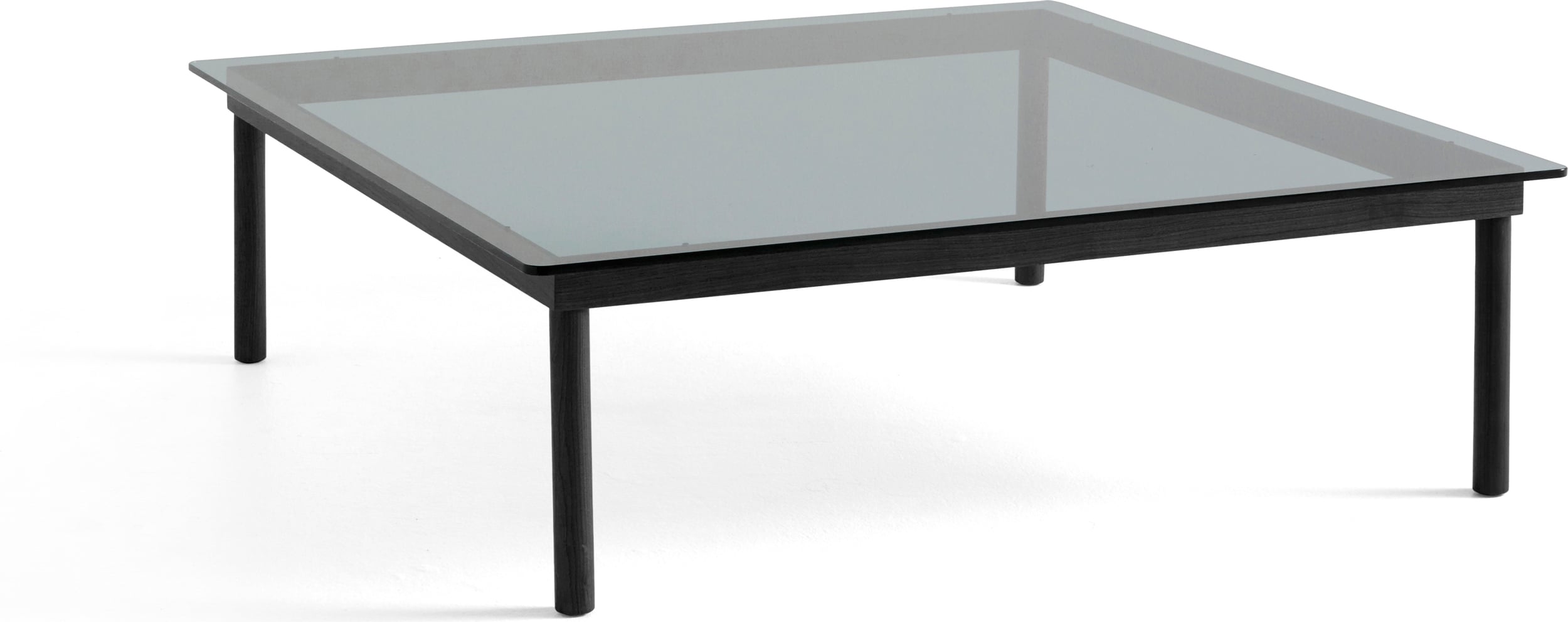Stolik kawowy Kofi 120 x 120 cm blat szkło gładkie przyciemniane z nogami czarny dąb