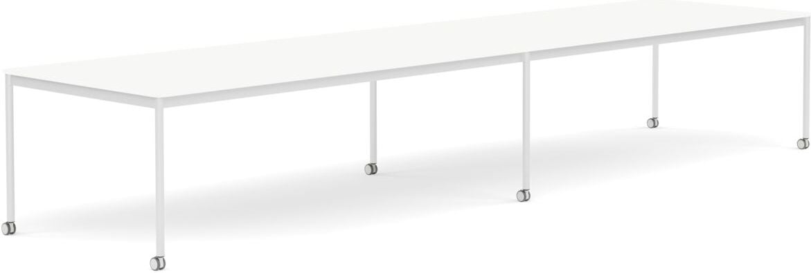 Stół na kółkach Base 110 x 440 cm biały laminowany ABS nogi białe