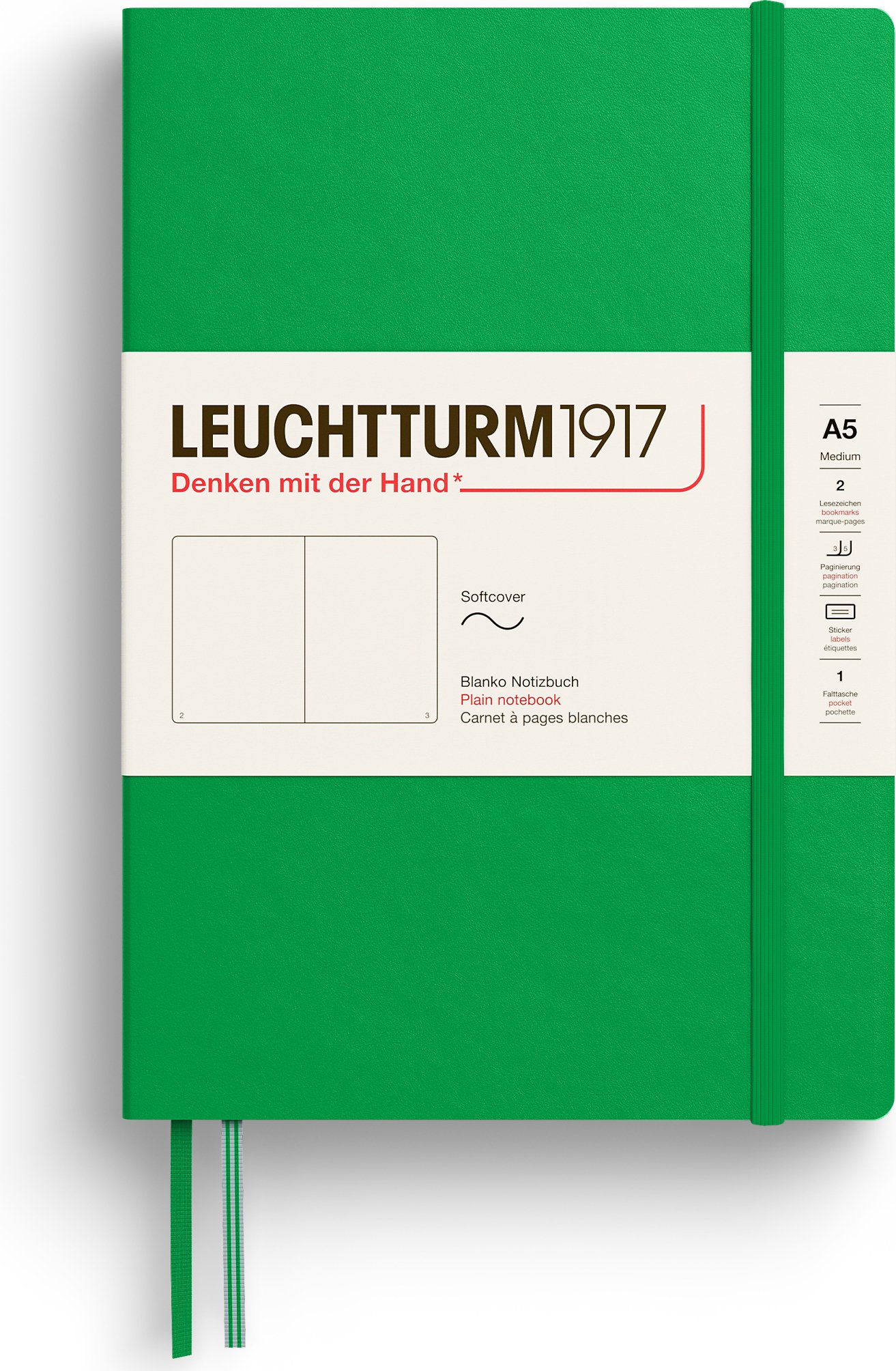 Notes gładki w miękkiej oprawie Leuchtturm 1917 A5 123 strony jasnozielony 80 g/m²