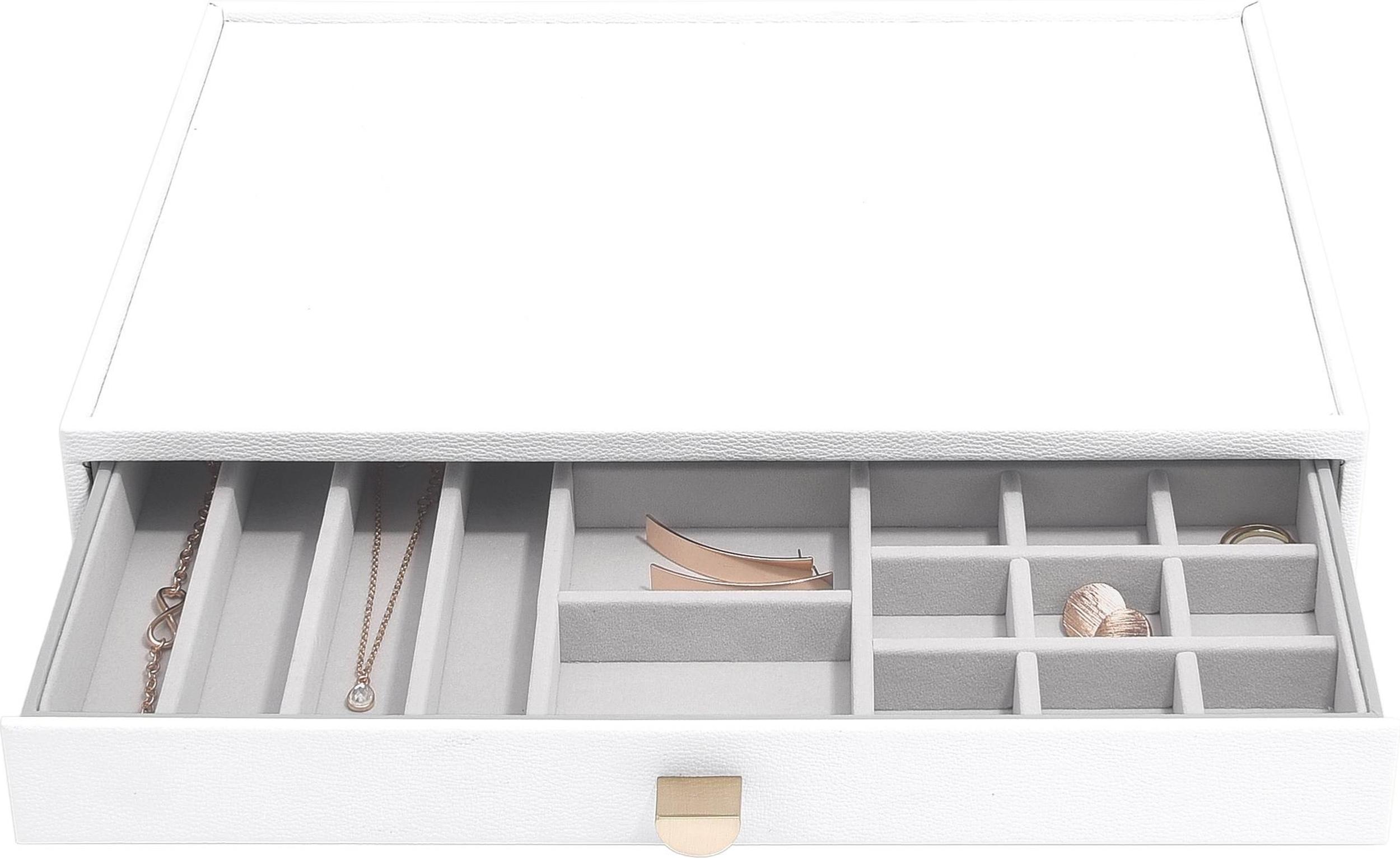 Szkatułka na biżuterię Stackers Pebble 19 komorowa supersize biała z szufladą