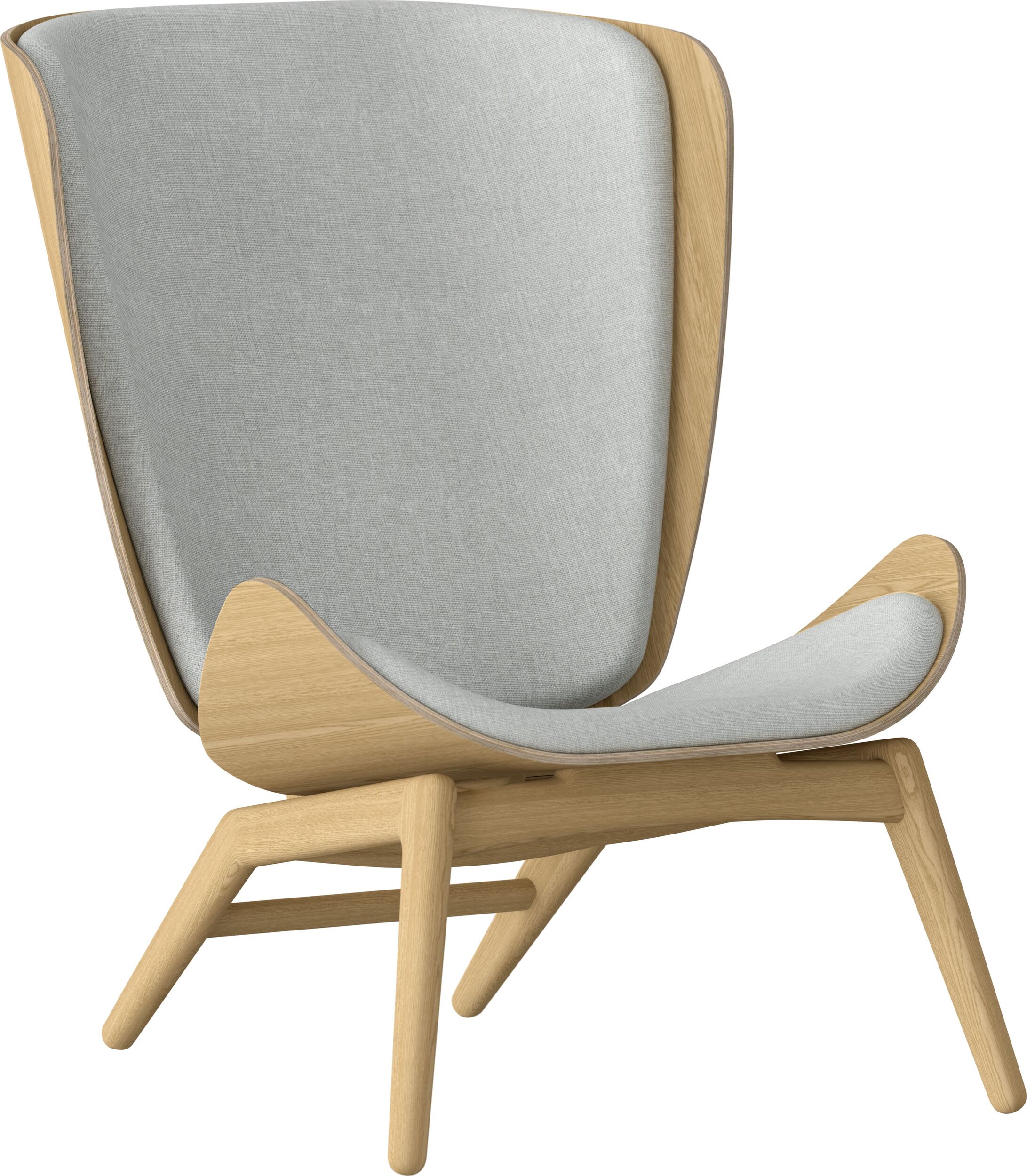 Fotel The Reader jasnoszary na dębowych nogach