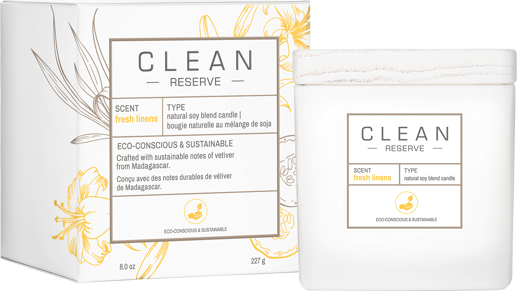 Świeca zapachowa Clean Space Fresh Linens