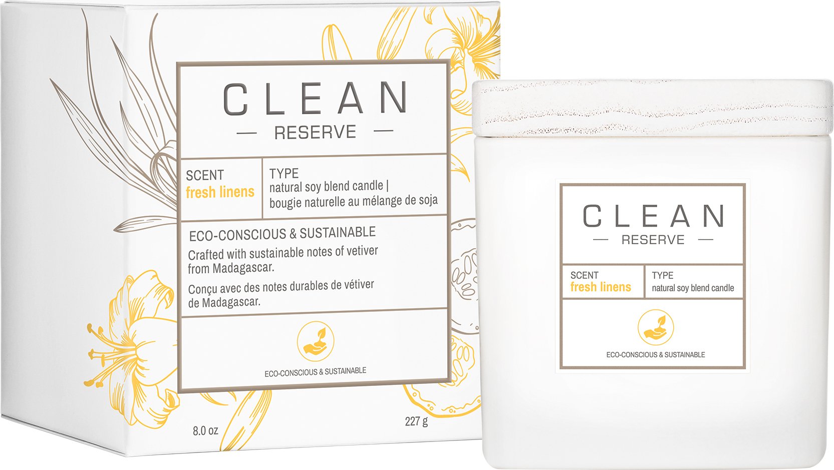 Świeca zapachowa Clean Space Fresh Linens