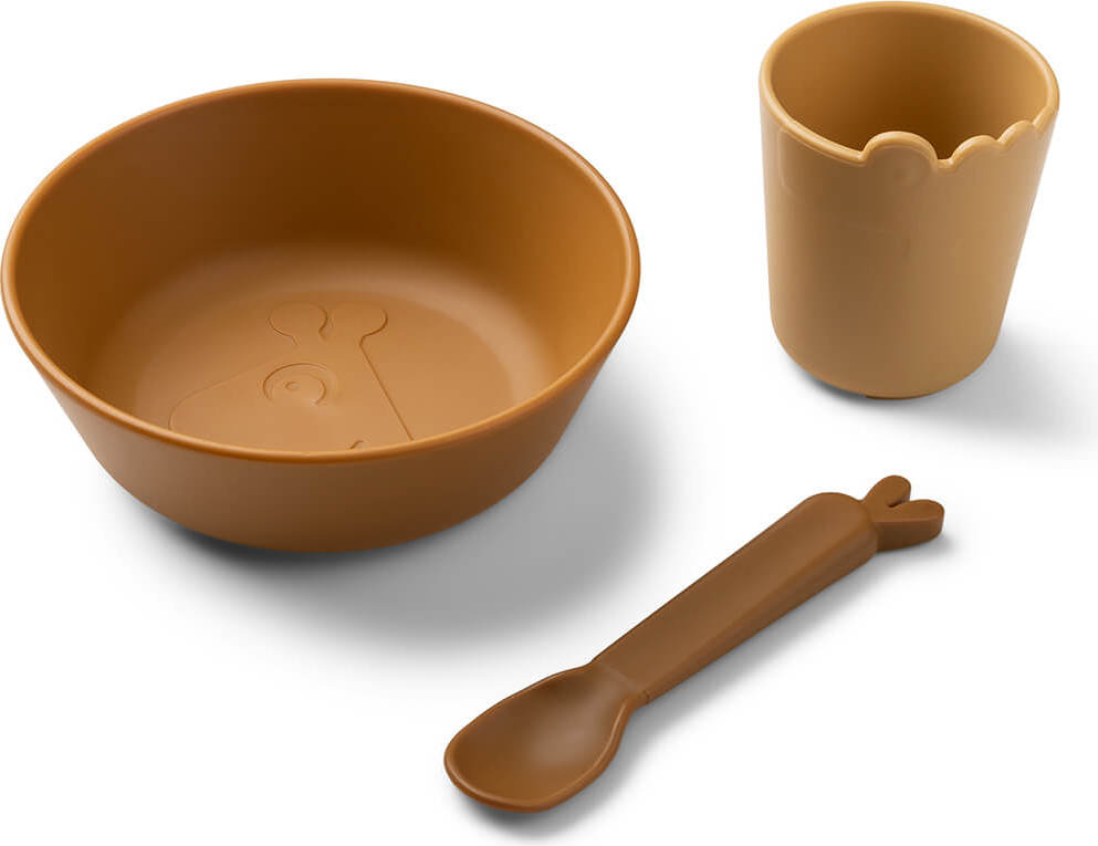 Naczynia dziecięce Kiddish musztardowe 3 el.