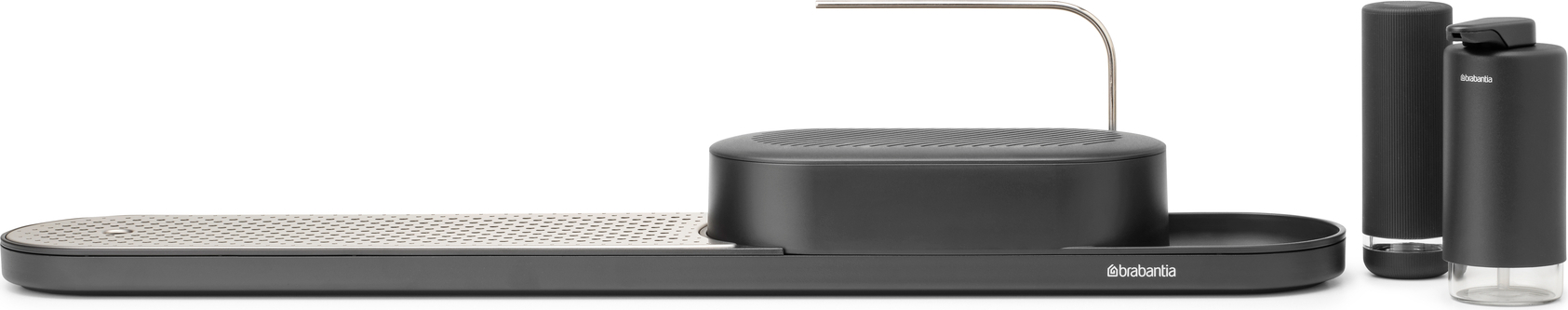 Organizer do zlewu SinkStyle szary z suszarką do naczyń i dozownikami 4 el.