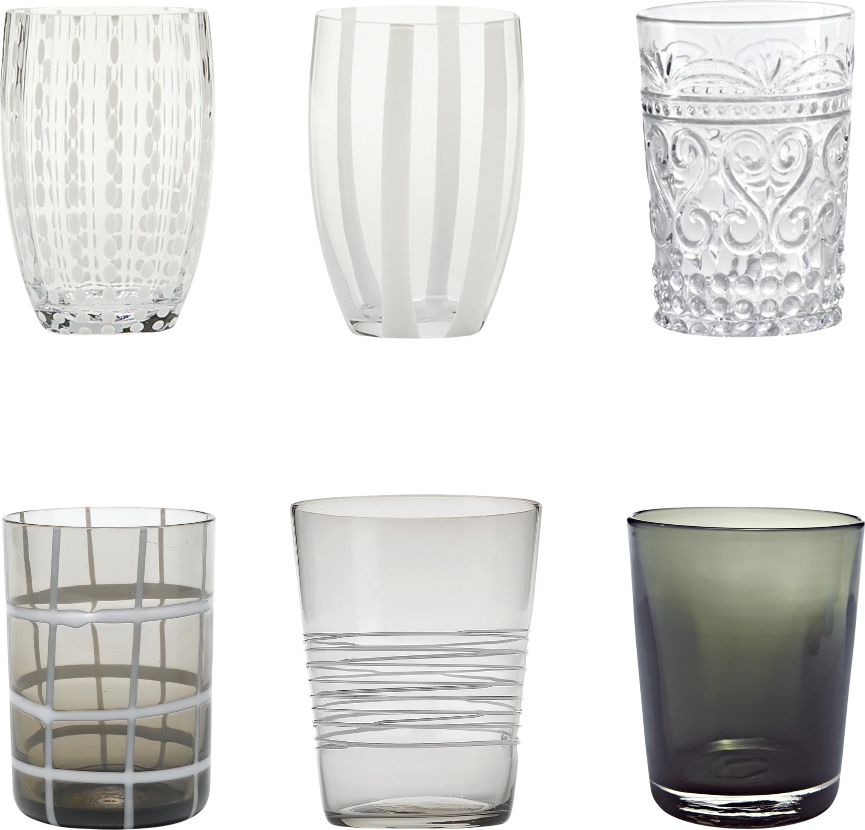 Szklanki Melting Pot szare i przezroczyste 6 szt.