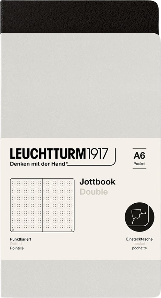 Notesy w kropki w oprawie flex Jottbook A6 czarny i szary 80 g/m² 2 szt.