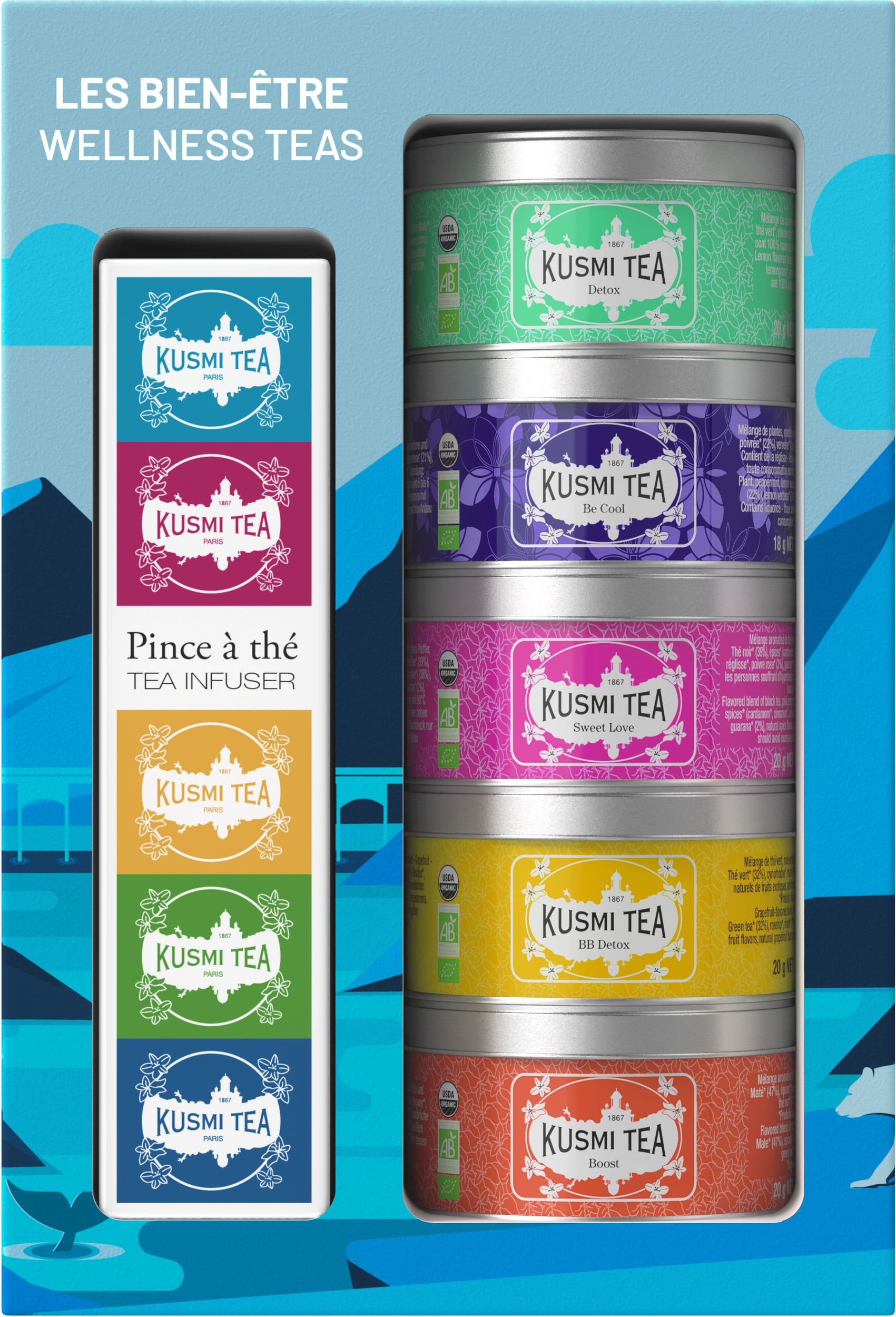 Zestaw herbat bio Wellness z zaparzaczką 5 szt.