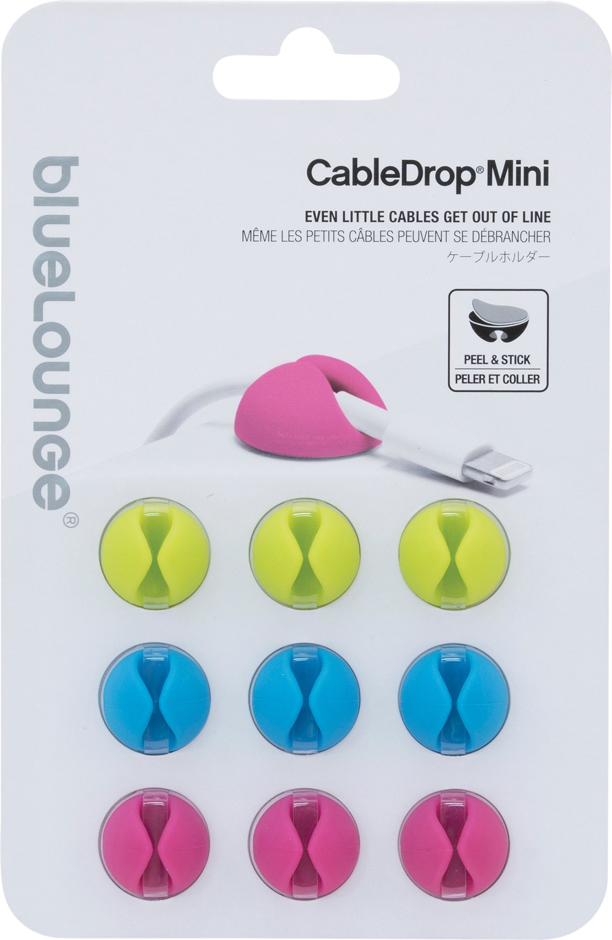 Uchwyt na kable Cable Drop Mini 9 szt. kolorowe jaskrawe