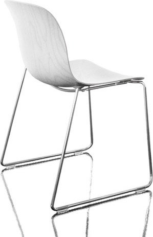 Krzesło Troy siedzisko ze sklejki chromowana rama bielony buk