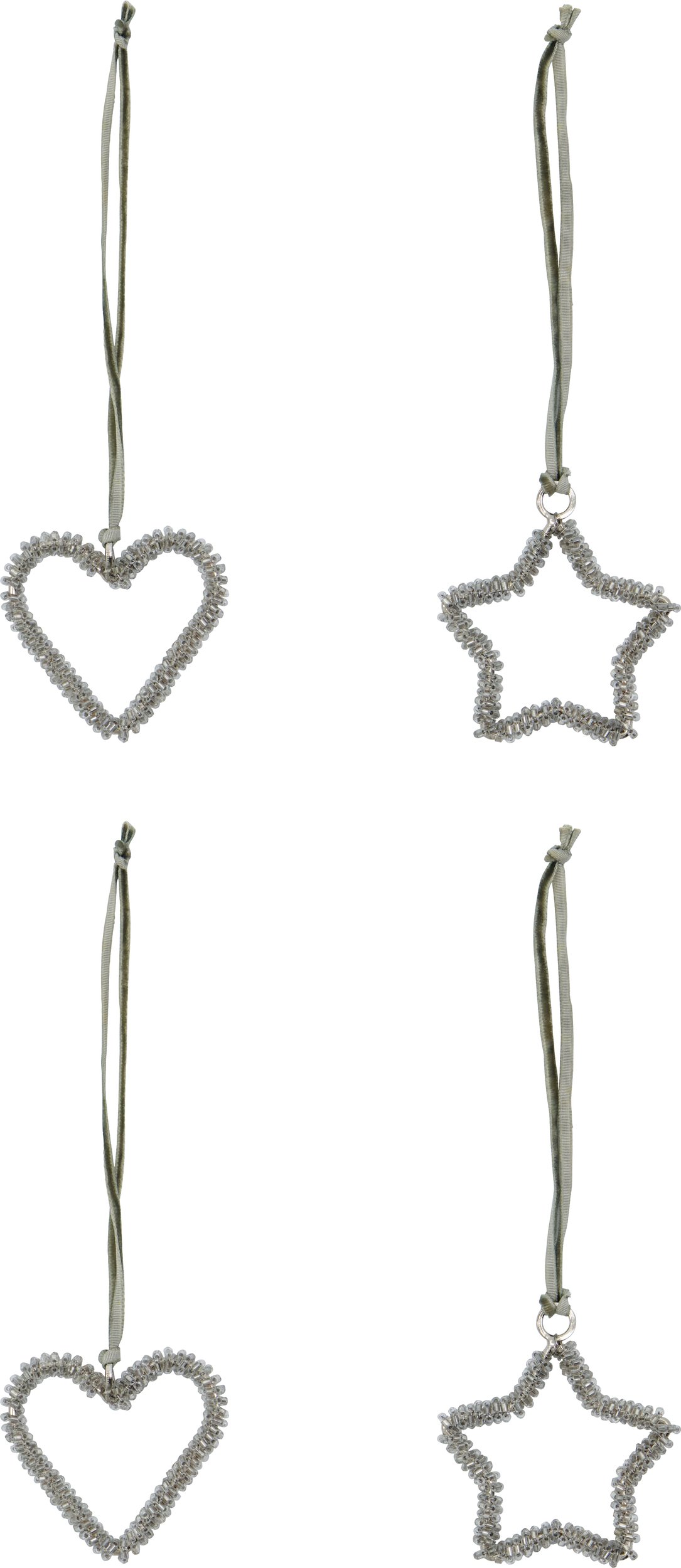 Ozdoby choinkowe HDConnect gwiazdki i serca srebrne 4 szt.