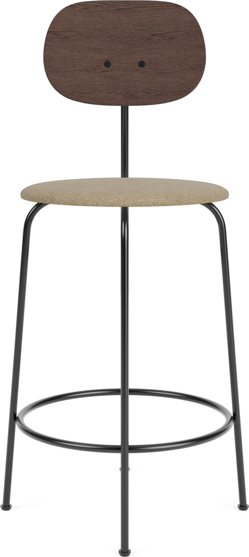Krzesło barowe Afteroom Plus Bouclé 97 cm beżowe oparcie ciemny dąb z tapicerowanym siedziskiem