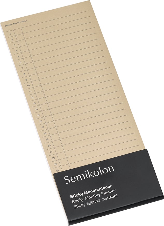 Planer miesięczny samoprzylepny Semikolon brązowoszary