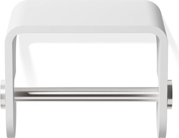 Wieszak na papier toaletowy Stone stal matowa-biały z półką