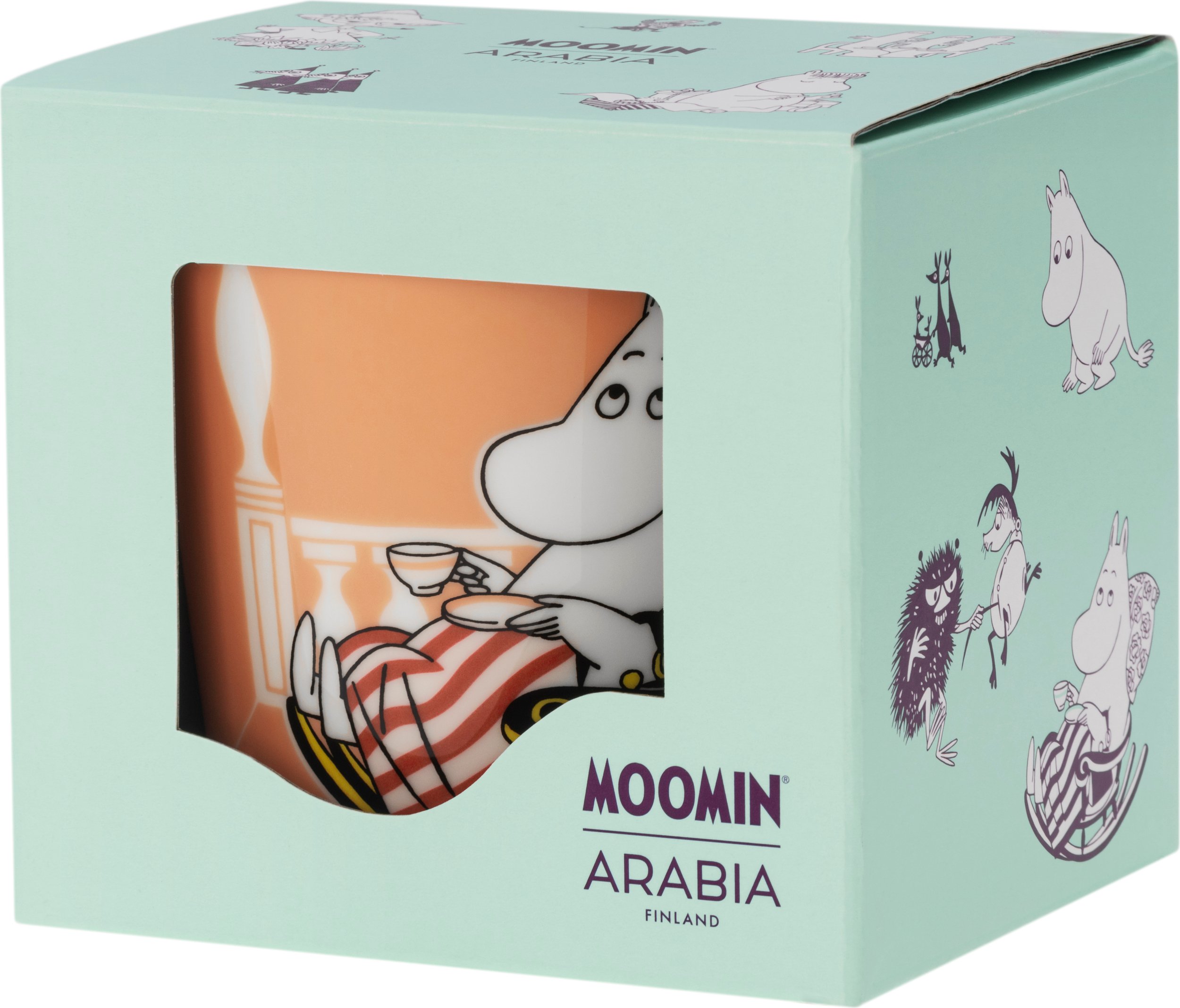 Kubek Arabia Finland Box 80 Anniversary Muminki Mama Muminka morelowy