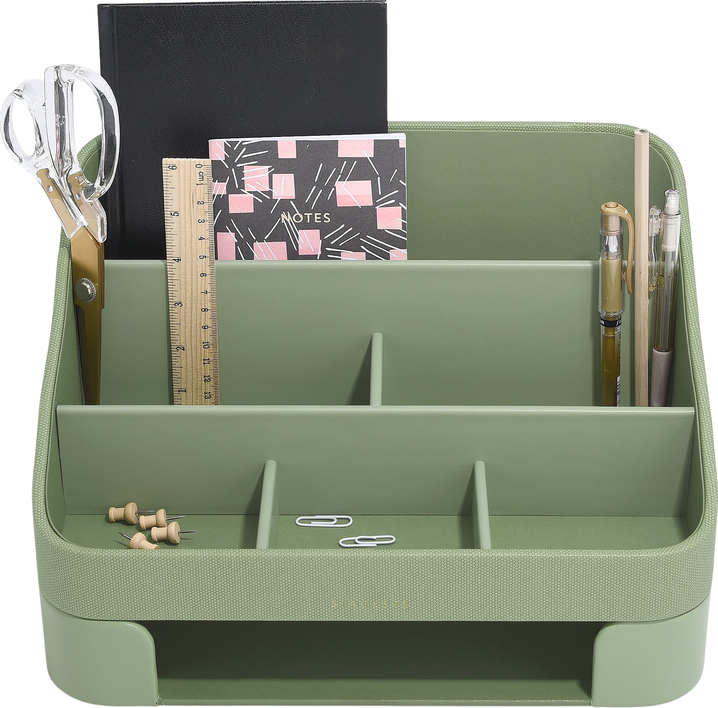 Organizer na biurko Stackers 25 x 33 cm pistacjowy z przegródką na listy i dokumenty 2 el.