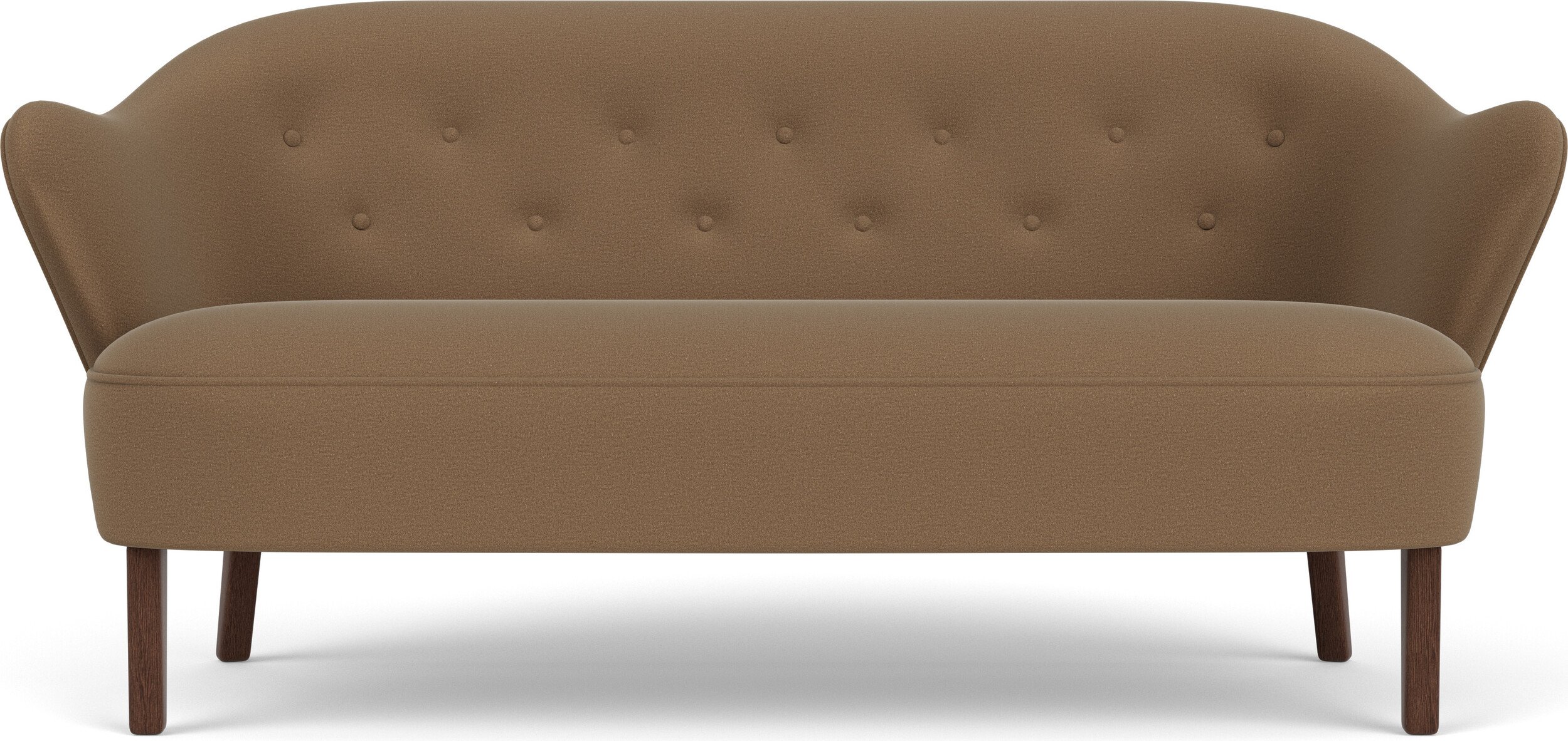 Sofa dwuosobowa Ingeborg Grand Mohair brązowa na ciemnych dębowych nogach