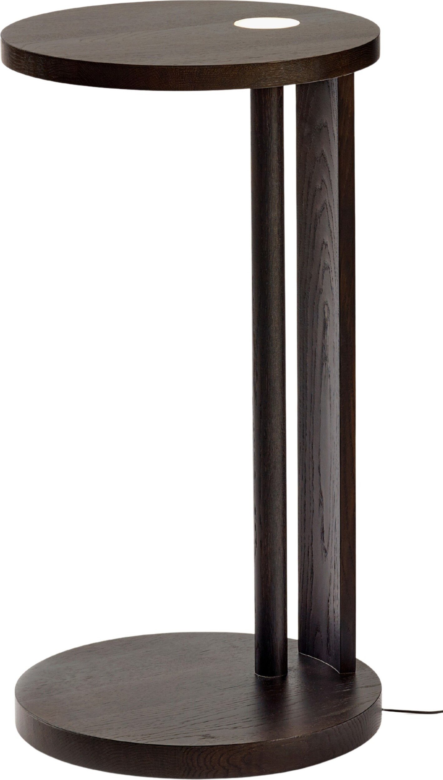 Stolik boczny z wbudowanym oświetleniem LED Aura 38 cm brązowy drewno dębowe